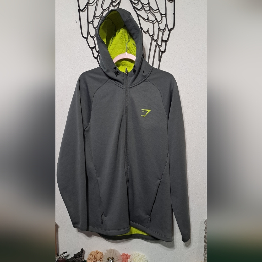 Gymshark Gray and Lime Green Hoodie